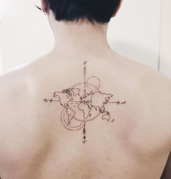 World map tattoo for travelers