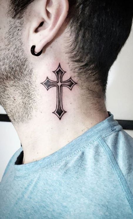 cross neck tattoos men