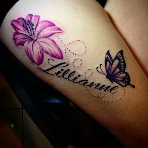 floral name tattoo