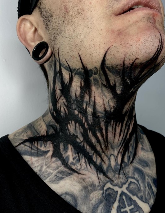 men neck tattoos black