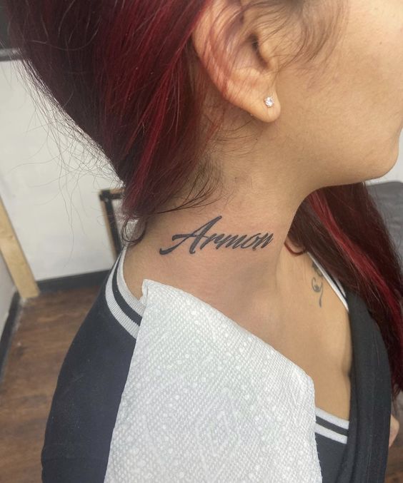 name neck tattoo