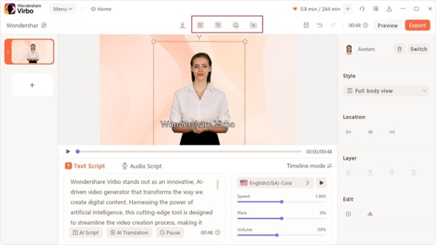Click on create video for an AI video