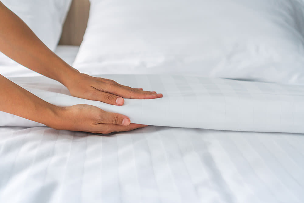 white linen in hotels