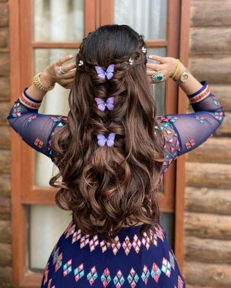 Gorgeous engagement hairstyle with butterflies