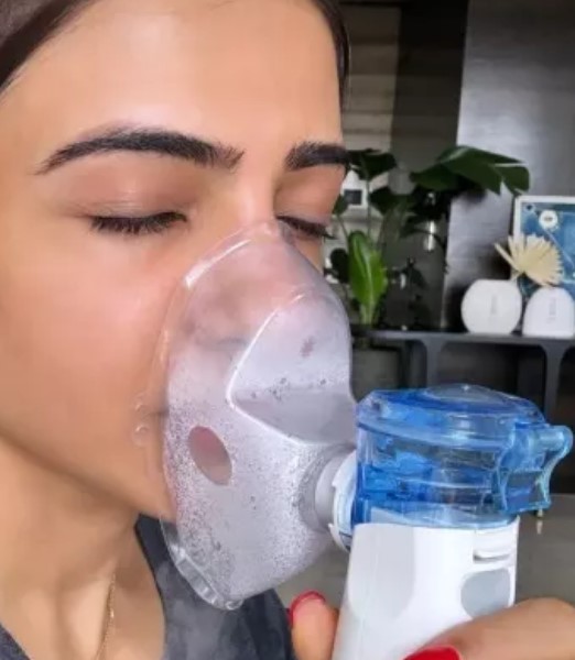 Samantha using nebuliser