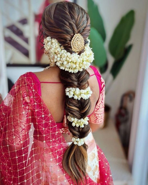 Traditional double braids with gajra