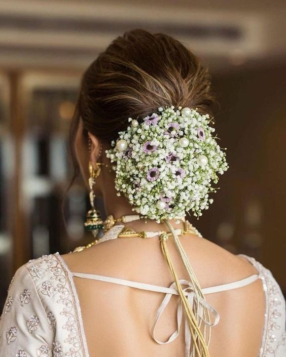 White gajra wedding hairstyles