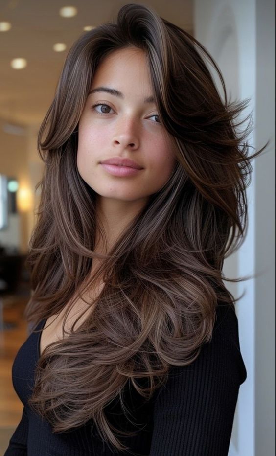 brunette step cut