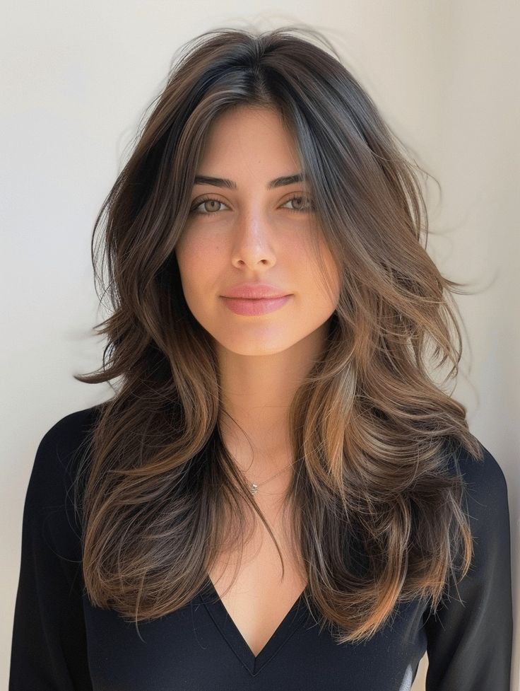 face framing step cut for long hair