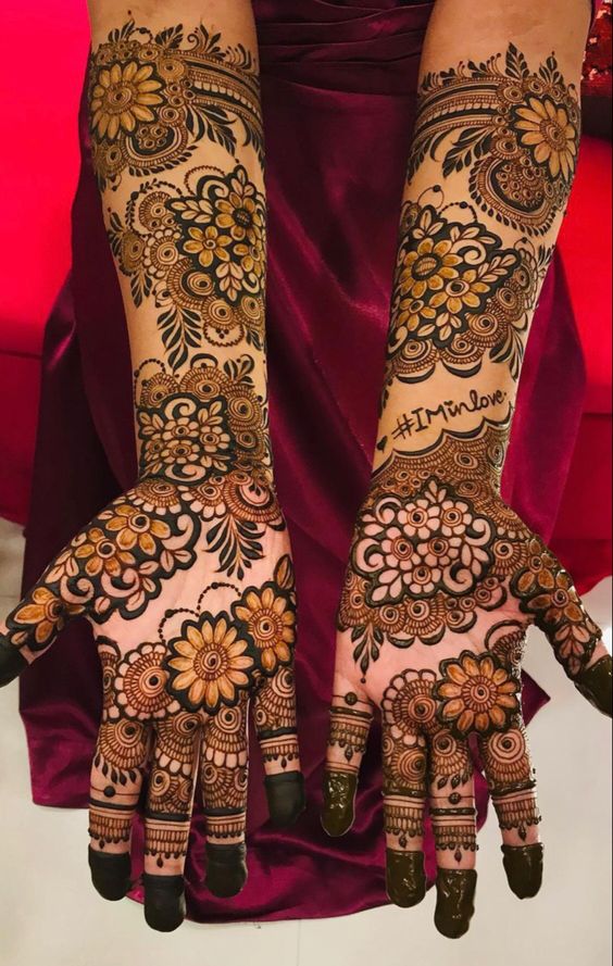 floral bridal arabic mehndi design 
