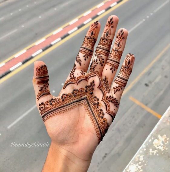 Easy sharp angular palm mehndi