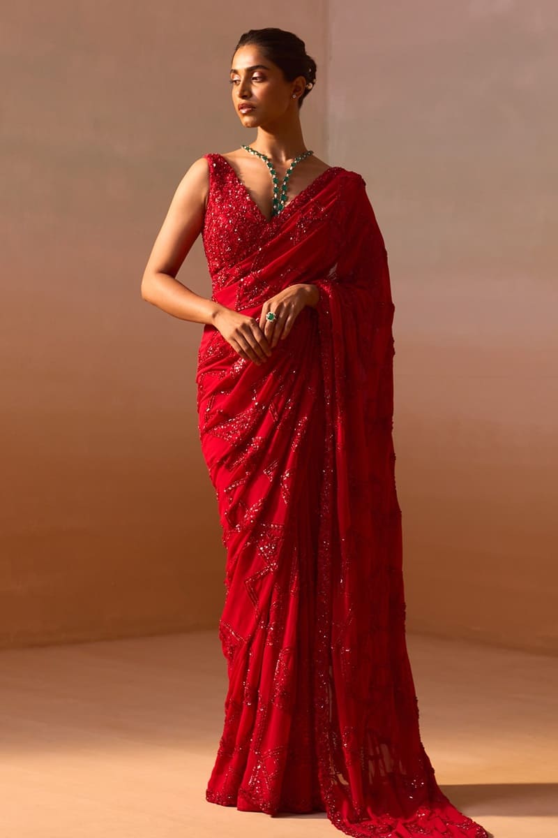 Georgette Embroidered Sequin saree