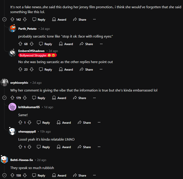 reddit comments on Mrunal thakur