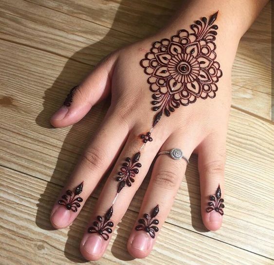 Central flower motif henna