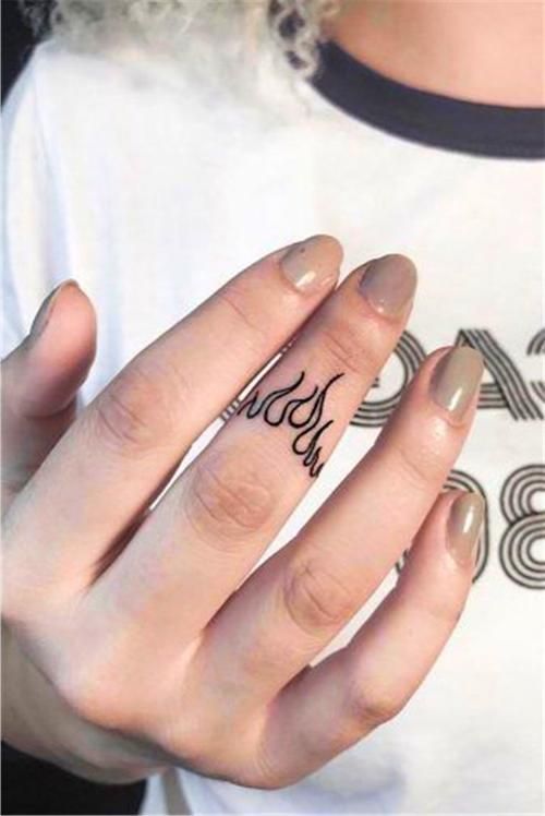 Flames easy middle finger tattoo