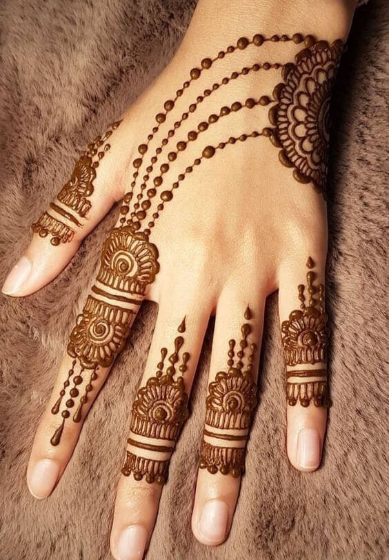 Ornamental simple mehndi design back hand