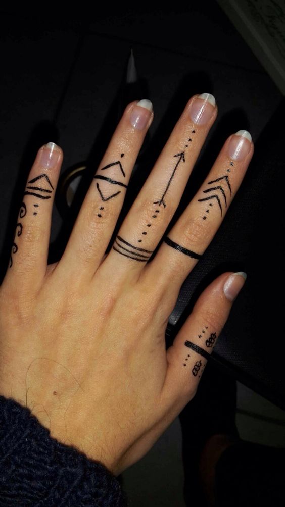 tribal finger tattoos