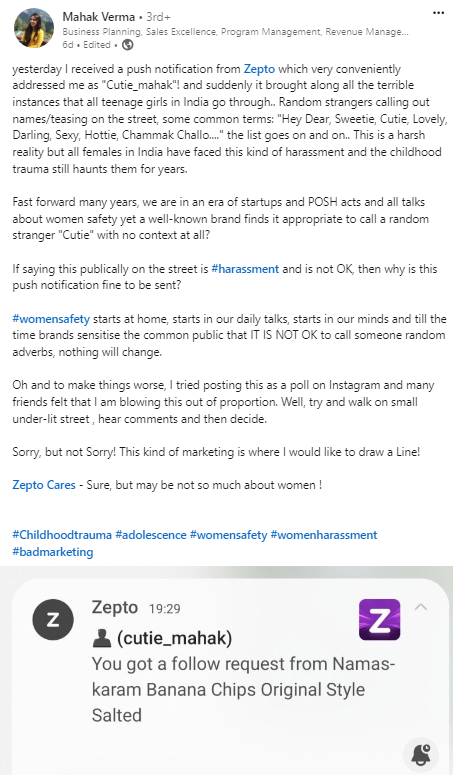zepto-complaint-linkedin