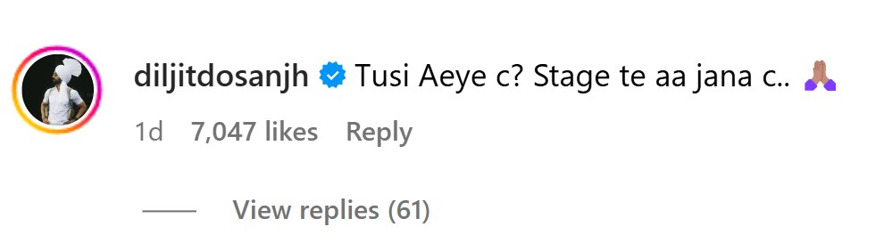 Diljit's reply to Nimrat