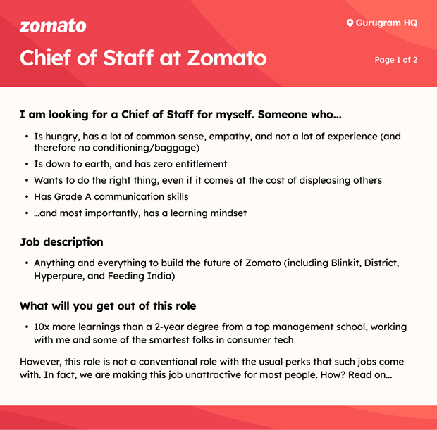 Zomato job description