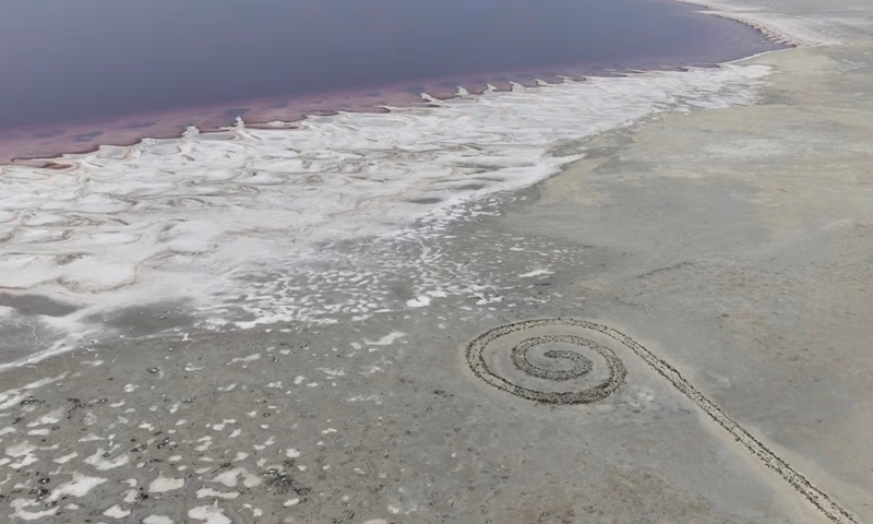 Spiral Jetty on the shores of Utah