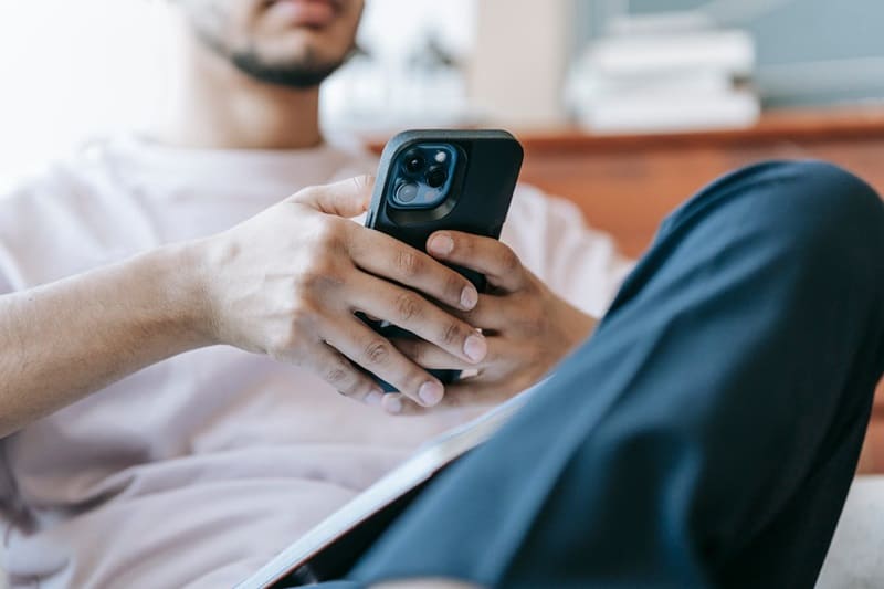 man using mobile