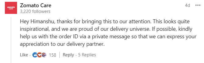 zomato reply