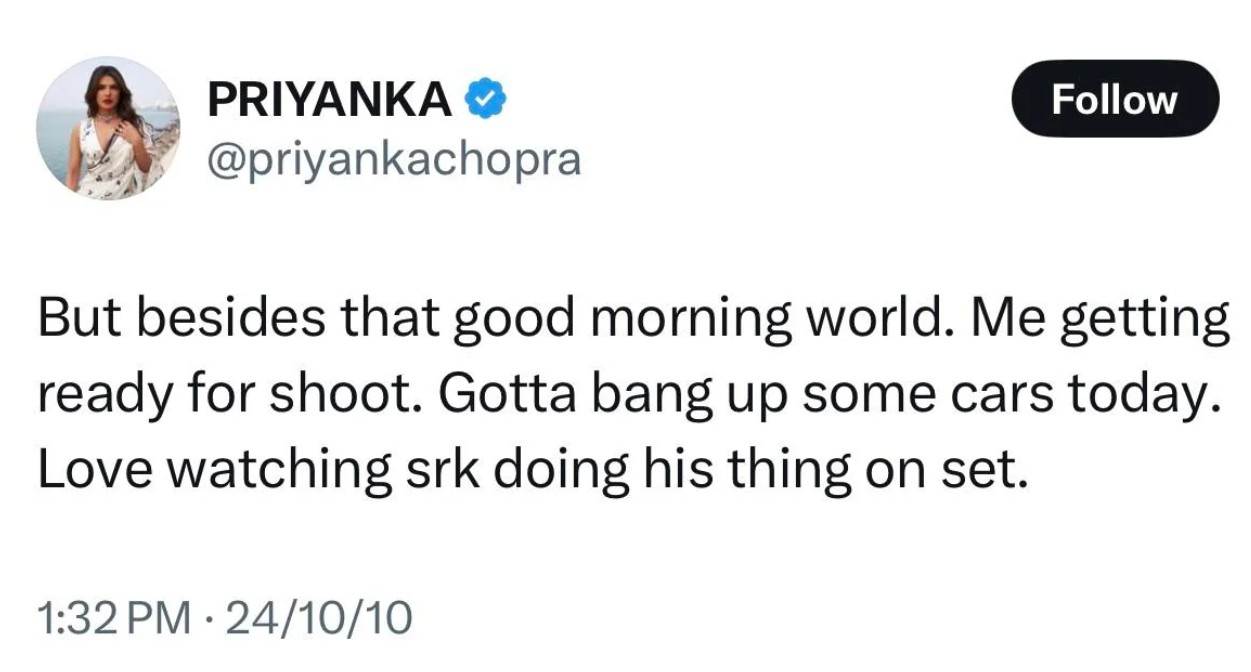 priyanka Chopra's old tweets on shah rukh khan