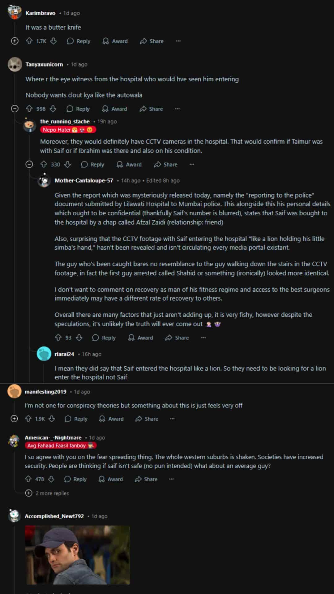saif ali khan attack reddit comments