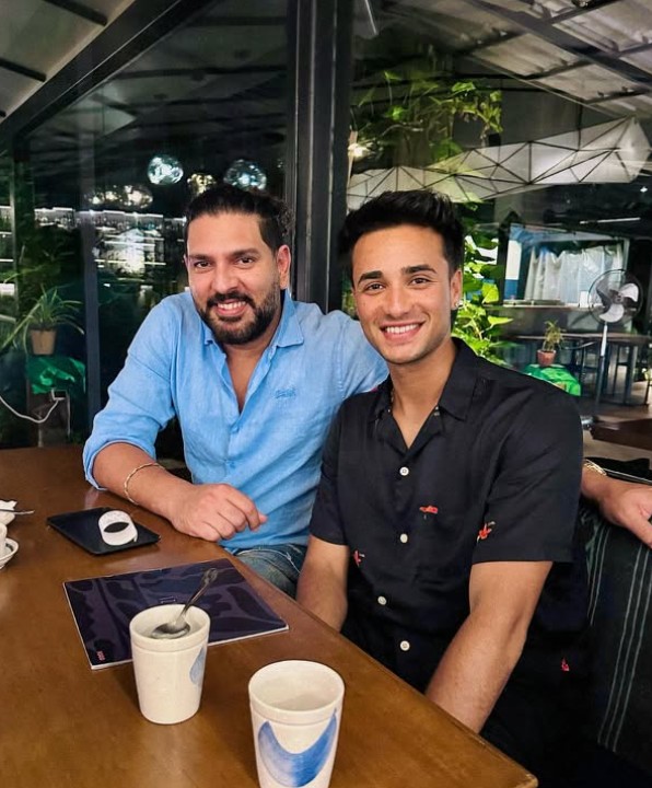 Abhishek Sharma with Yuvraj Singh