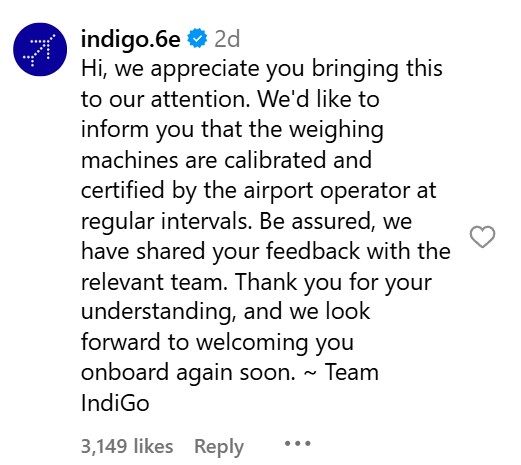 IndiGo responds to weighing discrepancy video