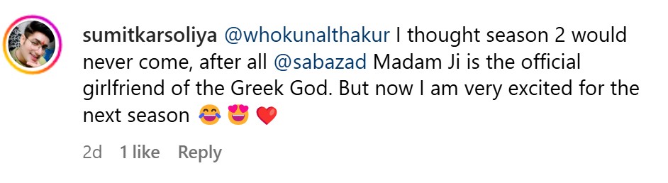 greek god girlfriend comment