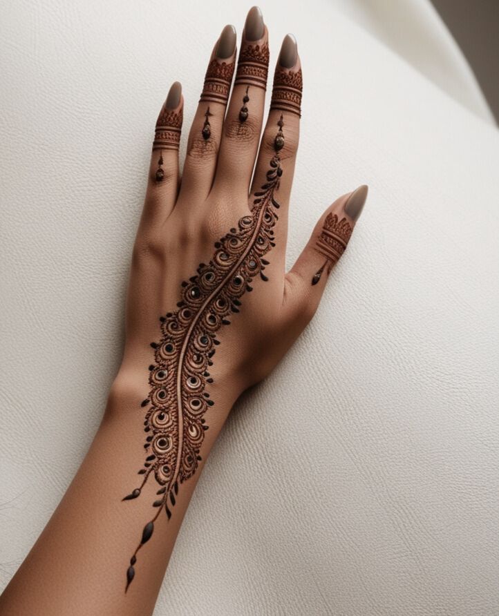 finger henna design for backhand