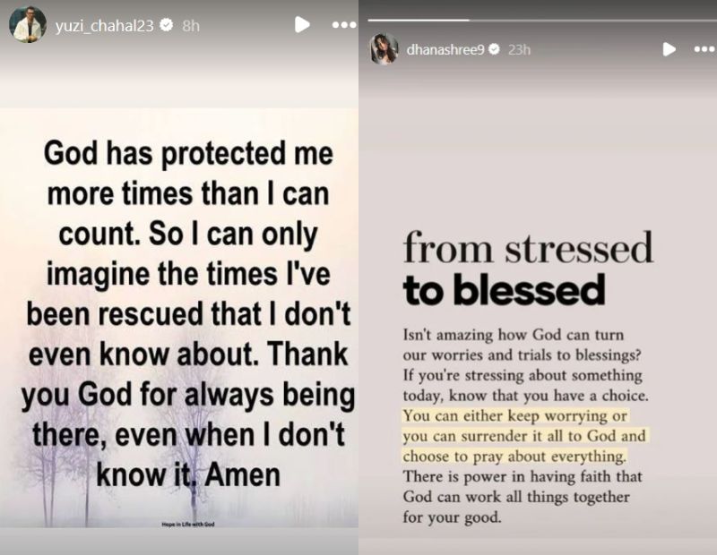 yuzvendra chahal and dhanashree's cryptic posts