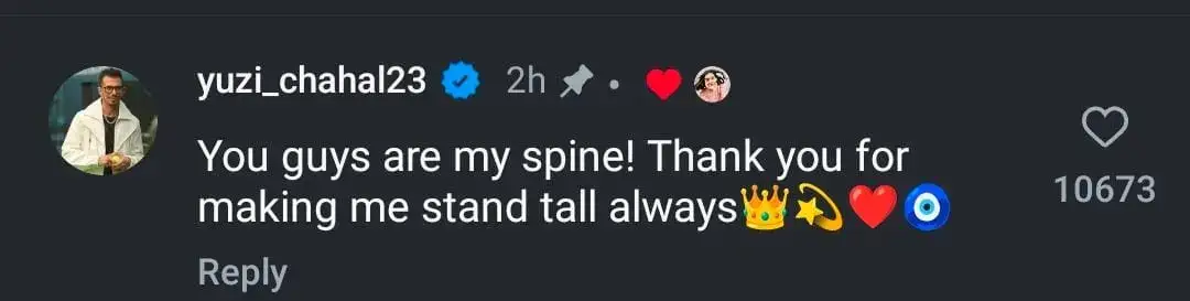 Chahal's comment on Mahvash's post