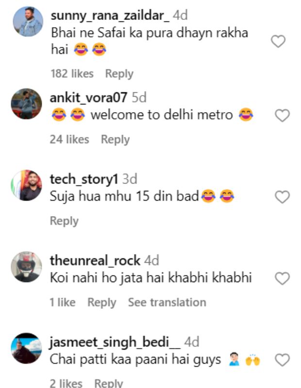comments of the viral video of man eating and drniking inside metro (2)