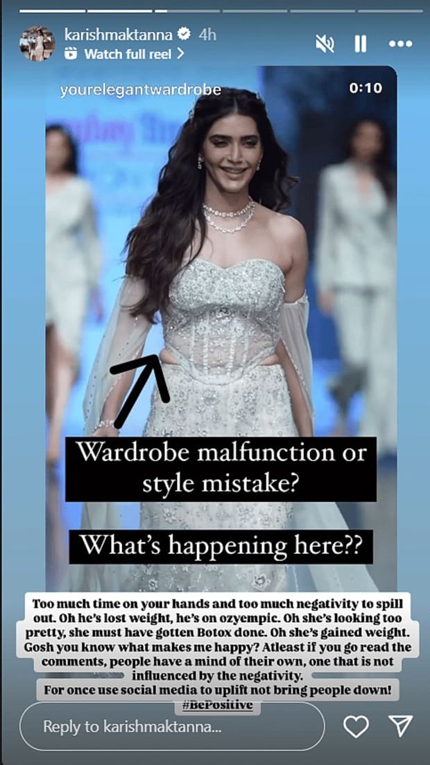 Karishma Tanna reacts to body shaming comments