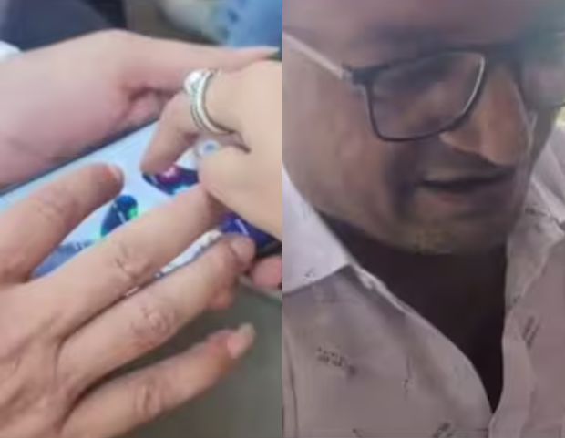 pervert man taking pictures of girl