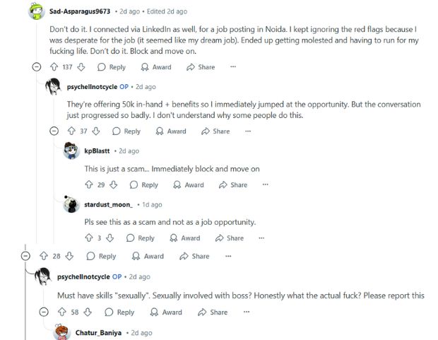 reddit post on workplace comments