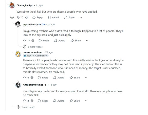 reddit post on workplace harrasment comments