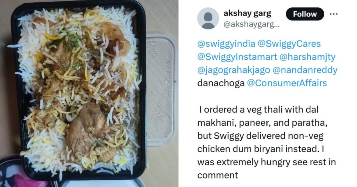 Man Orders Dal Makhani & Paneer From Swiggy, Gets Chicken Biryani