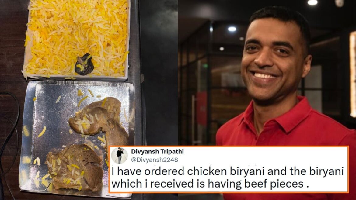 Man receives Beef Instead Of Chicken In Biryani zomato