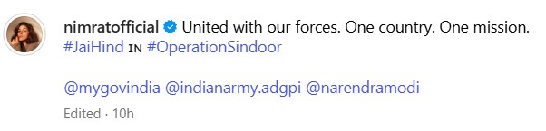 celebrities react to operation Sindoor