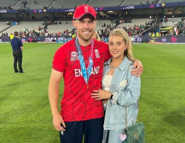phil salt and his girlfriend during england world cup win