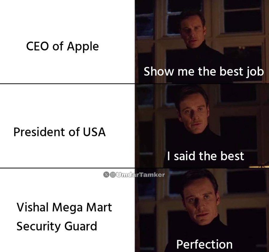vishal mega mart security guard job meme