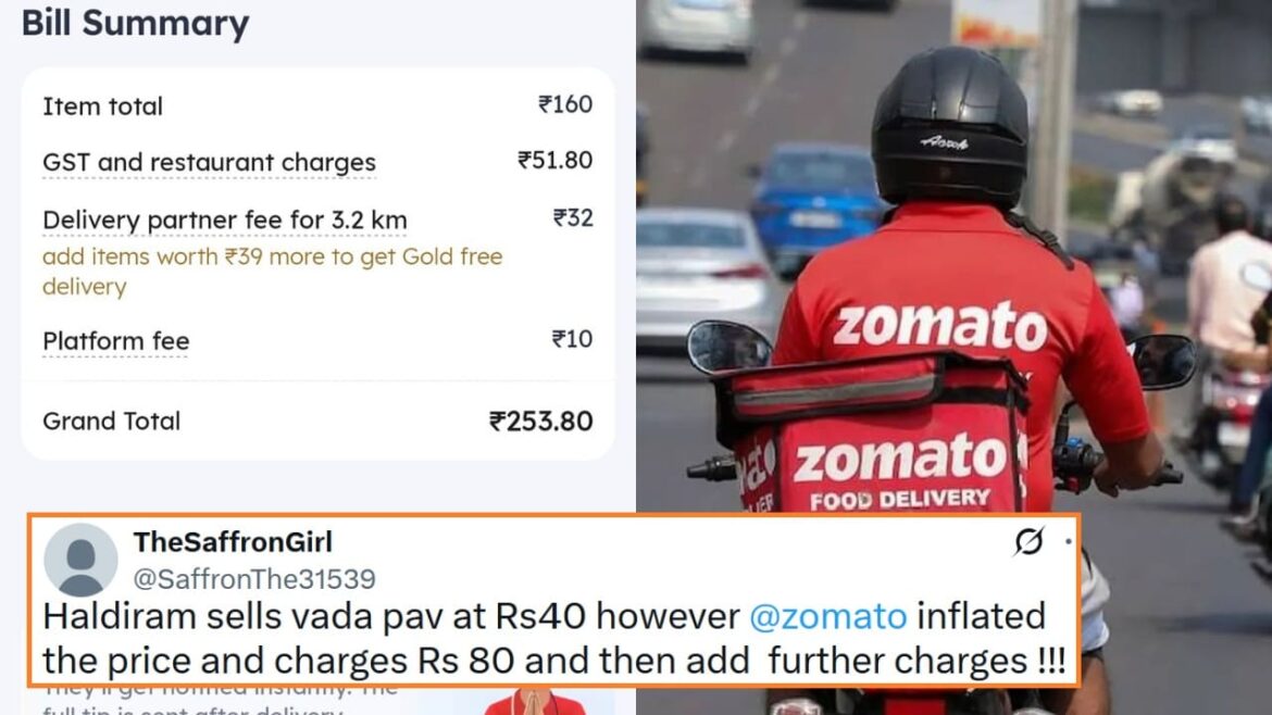 zomato Customer Complaints Of Overcharging On Haldiram’s Vada Pav
