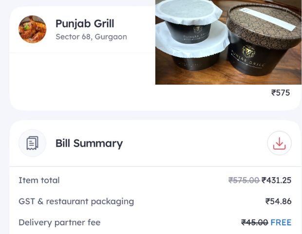 zomato overcharged for packaging