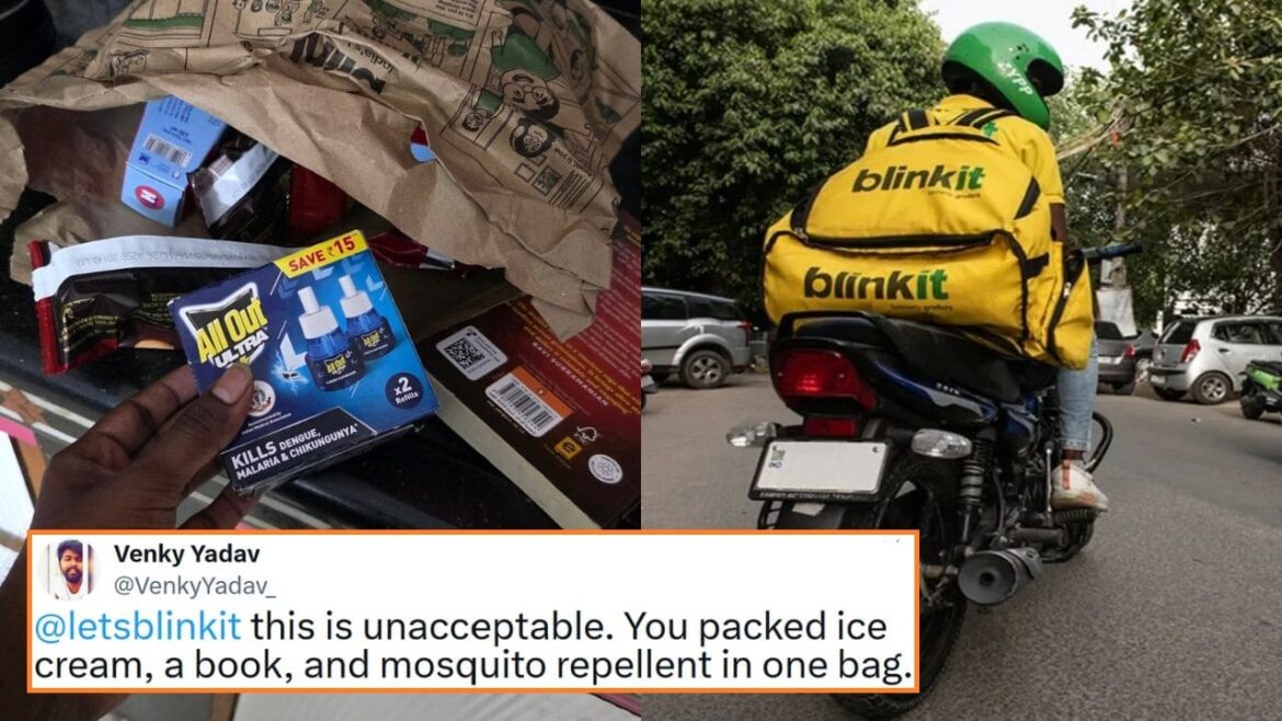 Blinkit Packs Ice Cream, Book, And Mosquito Repellent In The Same Bag