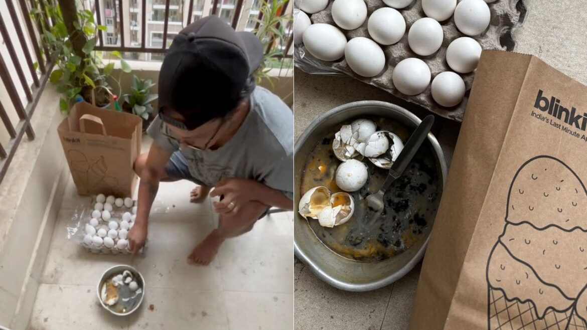 Grey liquid inside eggs ordered from blinkit