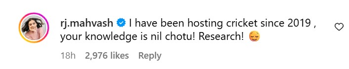 Mahvash's reply to troll